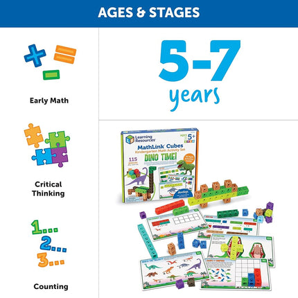 Learning Resources MathLink Cubes Kindergarten Math Activity Set: Dino Time!