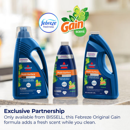 Bissell® Multisuperficie con Febreze + Gain, 34451, 1.89 L, Seguro para Suelos Duros Sellados y Alfombras, Disuelve la Suciedad, la Mugre y las Manchas Pegajosas Difíciles, Aroma Original Febreze Gain