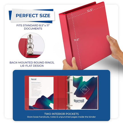 Samsill 2 Inch 3 Ring Binders, Made in USA, Economy Round Ring, Clear View Cover, 425 Sheet Capacity - for School, Home, Office - Red, 4 Pack