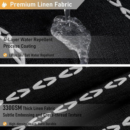 BTTN 60x72 Boho Farmhouse Linen Heavy Duty Shower Curtain Set, Black White