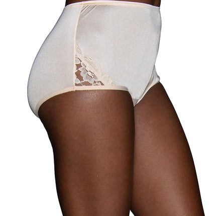 Vanity Fair Women's High Waisted Underwear, Full Coverage Ladies Panties, Perfectly Yours Briefs, Nylon Lace - Fawn, 10
