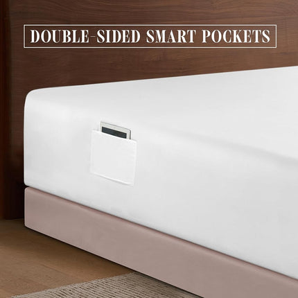 Elegant Comfort 1500 Premium Hotel Quality 18-24 Inches Deep - Extra Deep Pocket Single Fitted Sheet for High Mattress, Luxury and Softest, Smart Pocket - Wrinkle Free, King, White