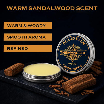 THEMANCODE Sandalwood Beard Balm for Men, Beard Care Gift for Men, 2 oz