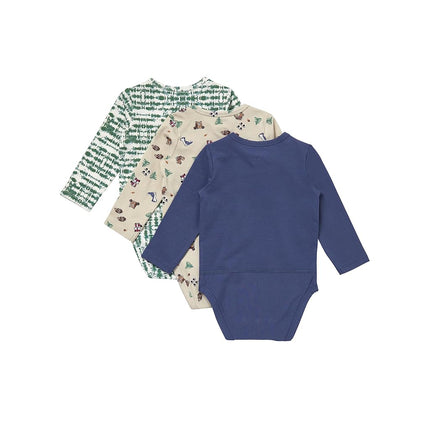 Hanes Unisex Baby Pure Comfort Long Sleeve Bodysuits, Infant Bodysuits, Boys & Girls, 3-pack, Green/Beige/Blue, 3 MONTHS