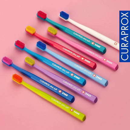 Curaprox Toothbrush Set CS 5460-3-pack Ultra Soft Manual Toothbrush for adults with 5460 Curen Bristles - Random Color (3 Pack)