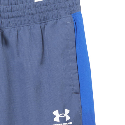 Under Armour boys Rival Woven Pants Pants, (045) Downpour Gray / Royal / White, M