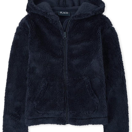 The Children's Place Girls Sherpa Zip Up Hoodie, Tidal Single, XX-Large