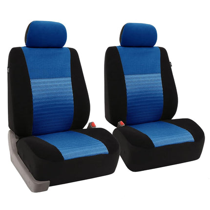 FH GROUP Car Seat Covers Front Set 3D Air Mesh - Seat Covers for Low Back Car Seats with Removable Headrest, Universal Fit, Automotive Seat Cover, Airbag Compatible Car Seat Cover for SUV, Sedan Blue