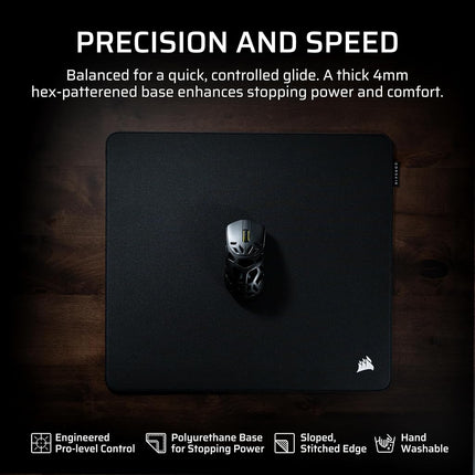 Corsair MM PRO Control Cloth Large Gaming Mouse Pad � Esports-Tuned Surface for Precision & Micro-Adjustments, 4mm Thick Non-Slip Base, Durable Stitched Edges � Black