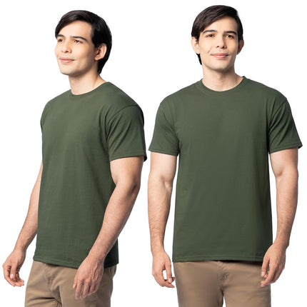 Camiseta de manga corta de algodón Eversoft para hombre Fruit of the Loom (tallas grandes), cuello redondo - paquete de 2 - Verde militar, 3XL
