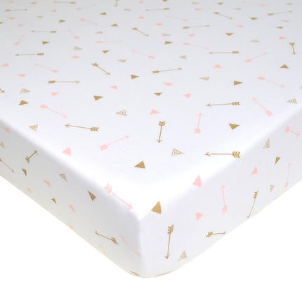 American Baby Company Fitted Crib Sheet, Cotton Jersey, Sparkle Gold and Pink Arrows, Pack of 1