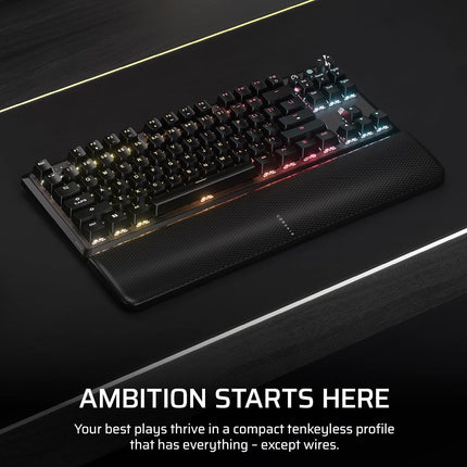 Corsair K70 CORE TKL WIRELESS RGB Tenkeyless Mechanical Gaming Keyboard – Pre-Lubricated MLX Red v2-Linear Switches – Noise Reduction – ABS Double-Shot Keycaps – QWERTY NA – Black