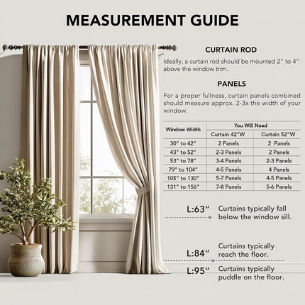Cortinas Deconovo Opacas con Bolsillo para Barra de 45 Pulgadas de Largo para Dormitorio, Cortinas Cortas Opacas para Ventanas Pequeñas, Beige, 42 Ancho x 45 Largo Pulgadas, 2 Paneles