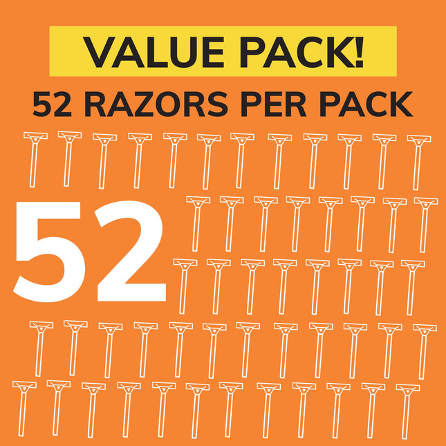 Rasoirs jetables BIC Sensitive pour hommes, rasoirs 1 lame longue durée pour peaux sensibles, 52 rasoirs orange