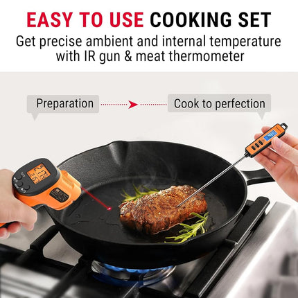 TempPro Infrared Thermometer -58°F~1022°F, Heat Temperature Gun for Cooking, Adjustable Emissivity for Pizza Oven, Griddle,Grill, HVAC, Engine, Meat Thermometer Included(Previously ThermoPro)