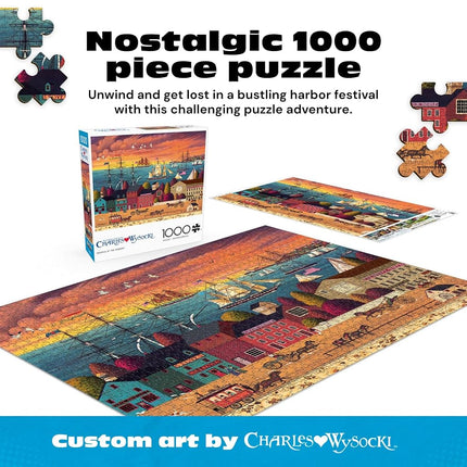 Buffalo Games - Charles Wysocki - Hoopla at The Harbor - 1000 Piece Jigsaw Puzzle for Adults Challenging Puzzle Perfect for Game Nights - Finished Puzzle Size is 26.75 x 19.75
