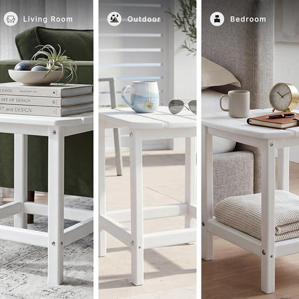 Ashley Furniture Signature Design - Table d'appoint d'extérieur Sundown Treasure - Plastique rigide - Plateau à lattes - Blanc