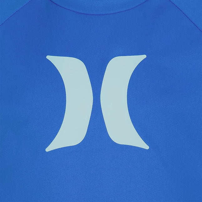 Hurley Boys' UPF 50+ Rash Guard Swim Shirt, Santiago Blue/Icon, 4