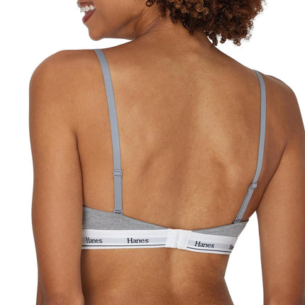 Hanes Women's Originals Contour Wireless, Stretch Cotton T-Shirt, Full Coverage Bras, Concrete Heather, S