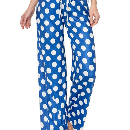 ALWAYS Palazzo Pants for Women - Casual Flowy Wide Leg Lounge Pants, Ap015 / Polka Dot, S