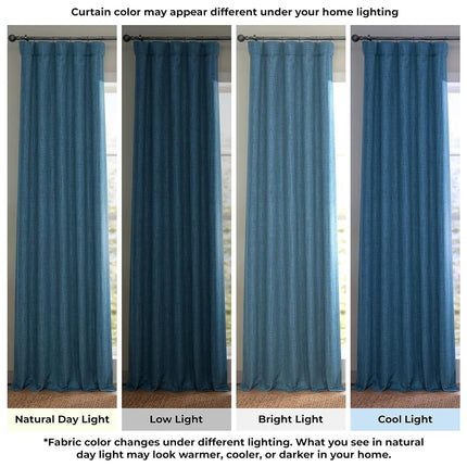 HPD Half Price Drapes Extra Wide Linen Room Darkening Curtain (1 Panel) 100 X 108, BOCH-LN21331-108-DW, Story Blue