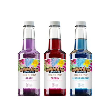 Hawaiian Shaved Ice Syrup Assortment, 3-16oz Bottl