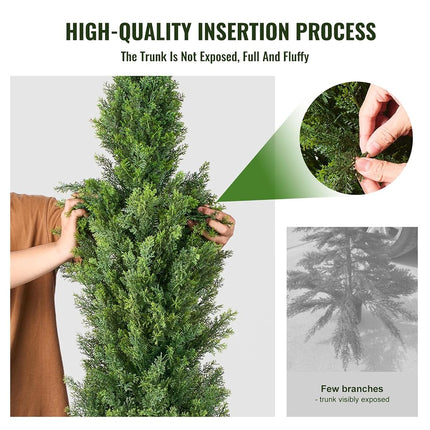 VEVOR Artificial Cedar Topiary Tree, 48 inch Tall (2 Pieces), with Extra Leaves & Pot Faux Evergreen Fake Pine Cypress Trees Plant, UV Rated Artificial Greenery Set for Home Decor Indoor/Outdoor
