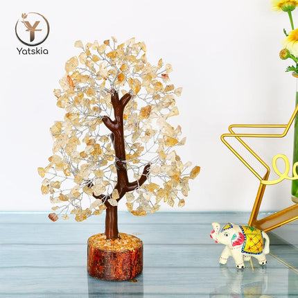 Citrine Crystal Stone - Gem Tree, Bonsai Tree of Life for Home, Meditation Accessories, Positive Energy, Arbol De La Abundancia