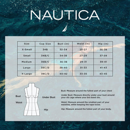 Nautica Women's One-Piece Slimming Tummy Control Bathing Suit, Quick-Dry Fabric, Bikini Swimsuit, Bright White Navy, XL