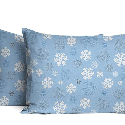Pointehaven Heavy Weight Printed Flannel 100-Percent Cotton Sheet Set, Snow Flakes, Twin
