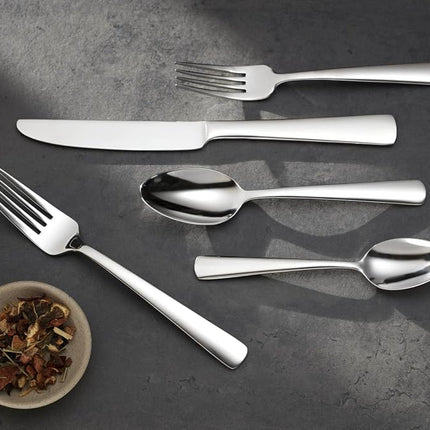 Oneida H084006D Aptitude DIN SPNS S/6 (16) Flatware-Soup-Spoons, Stainless Steel, Silver