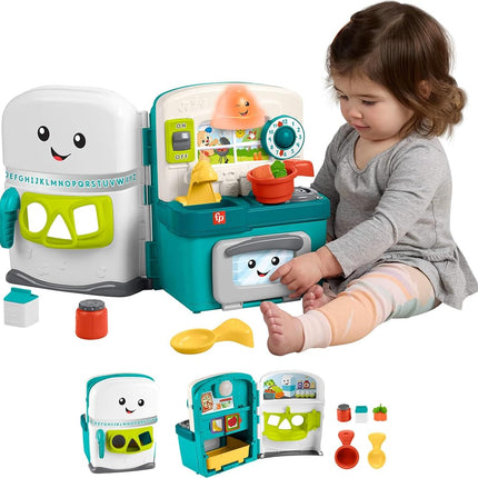 Fisher-Price Baby & Toddler Toy Laugh & Learn Learning Kitchen Playset with Music Lights & 5 Play Pieces for Kids Ages 6+ Months