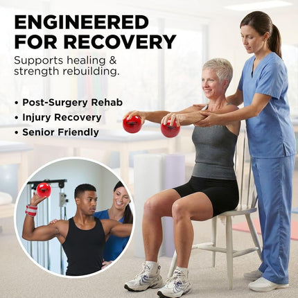 TheraBand Soft Weight, 11.4cm (4.5") Diameter Hand Held Ball, Isotonic Weighted Ball for Isometric Workouts, Strength Training and Rehab Exercises, Shoulder Strengthening & Surgery Rehabilitation, Red, 1.5 kg