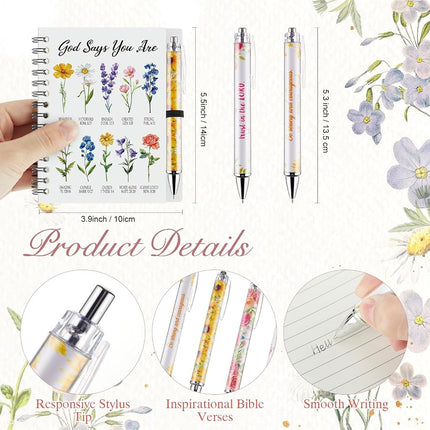 Colarr 12 Sets Christian Notebooks Bulk Christian Gifts for Women Pen and Notebook Gift Set Religious Prayer Journal for Woman Church Scripture Note Books with Bible Verse Pens(God Say)