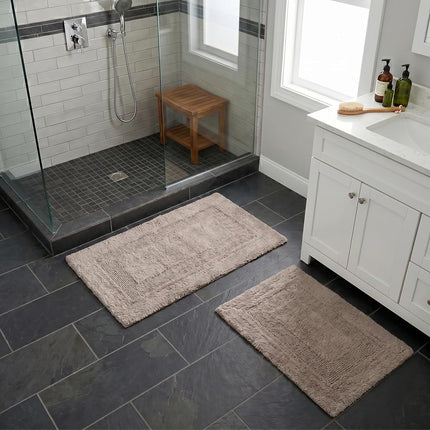 Bedford Home 100% Cotton 2 Piece Reversible Rug Set - Taupe