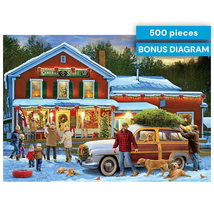 Buffalo Games - Greg Giordano - General Store at Christmas - 500 Piece Jigsaw Puzzle for Adults Challenging Puzzle Perfect for Game Nights - Finished Puzzle Size is 21.25 x 15.00