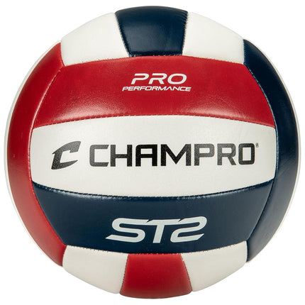 Champro ST2 Indoor/Outdoor Volleyball, Scarlet, White, Royal