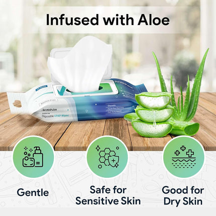 CPAP Mask Wipes - 350 Pack of Disposable CPAP Cleaner Wipes - Unscented, Aloe Infused, and Alcohol Free
