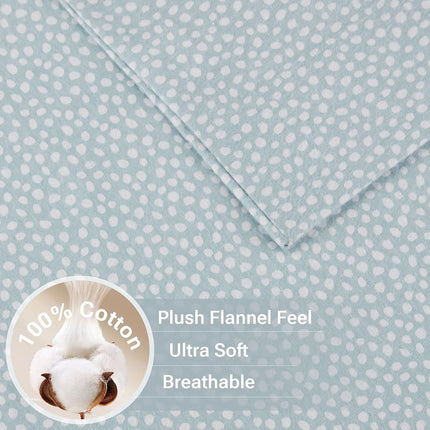SLEEP PHILOSOPHY True North by Cozy Flannel 100% Cotton Ultra Soft Cold Weather Sheet Set Bedding, Twin, Aqua Dots