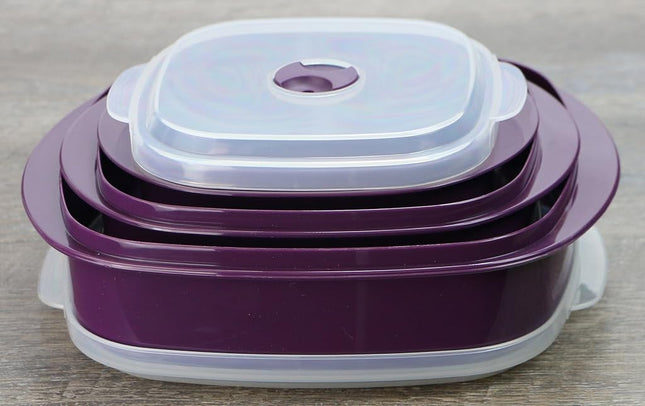Reston Lloyd Calypso Basics by 6-Piece Microwave Cookware, Steamer and Storage Set, Plum