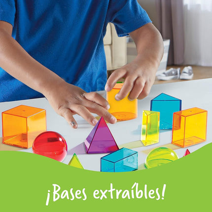 Learning Resources View-Thru Geometric Solids - 14 Pieces, Grades 3+ Geometry for Kids, Classroom Learning Tools and Supplies