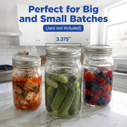 Ultimate Fermentation Kit to Make Probiotic Vegetables: Sauerkraut, Kimchi, Pickles w/FREE Digital Guide, 3 Fermenting Springs & Venting Lids for Easy Pickling in Wide Mouth Mason Jars (Not Included)