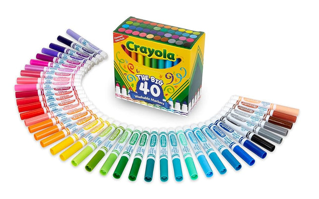 Crayola Ultra-Clean Washable Broad Line Markers, 40 Classic Crayola Colors Non-Toxic Art Tools for Kids & Toddlers, Huge Variety of Bold Vibrant Colors, Great for Classrooms