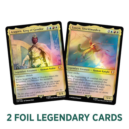 Magic: The Gathering El Señor de los Anillos: relatos de la Tierra Media Mazo de Commander - Jinetes de Rohan (Mazo de 100 cartas, paquete de muestra de 2 cartas de Collector Booster + accesorios)