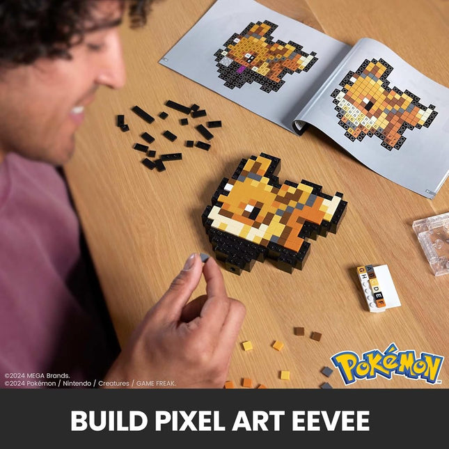 MEGA Pokemon Action Figure Building Set, Eevee with 323 Pieces and Pixel Retro Style, for Table or Wall Decor, Build & Display Toy for Collectors