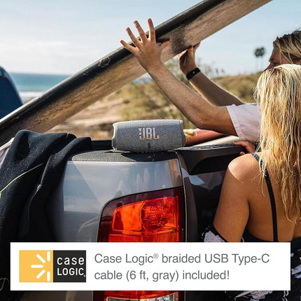 JBL Charge 5 (Bleu sarcelle) + Ensemble avec câble tressé USB-C de recharge et synchronisation Case Logic (1,8 m, gris)