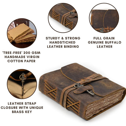 LEATHER VILLAGE Vintage Leather Journal Book of Shadows (10 inches X 7 inches, Distressed Brown)