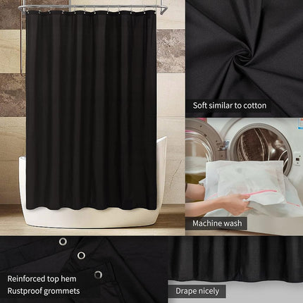 ALYVIA SPRING Extra Long Waterproof Fabric Shower Curtain Liner Black 72x84