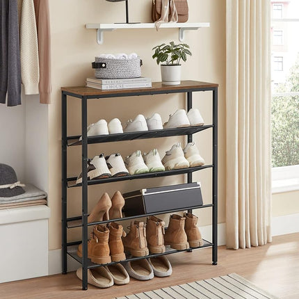 VASAGLE Shoe Rack, 5 Tier Shoe Storage Shelves, Shoe Racks Industrial