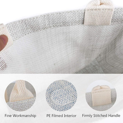 Segarty Tote Bags, 3 Pack Large White Burlap Jute Reusable Canvas Gift Favors Bag with Handles Blank Tote Bulk for Bridesmaid Wedding, Women Market Grocery Shopping, Bachelorette Party, Beach Trip
